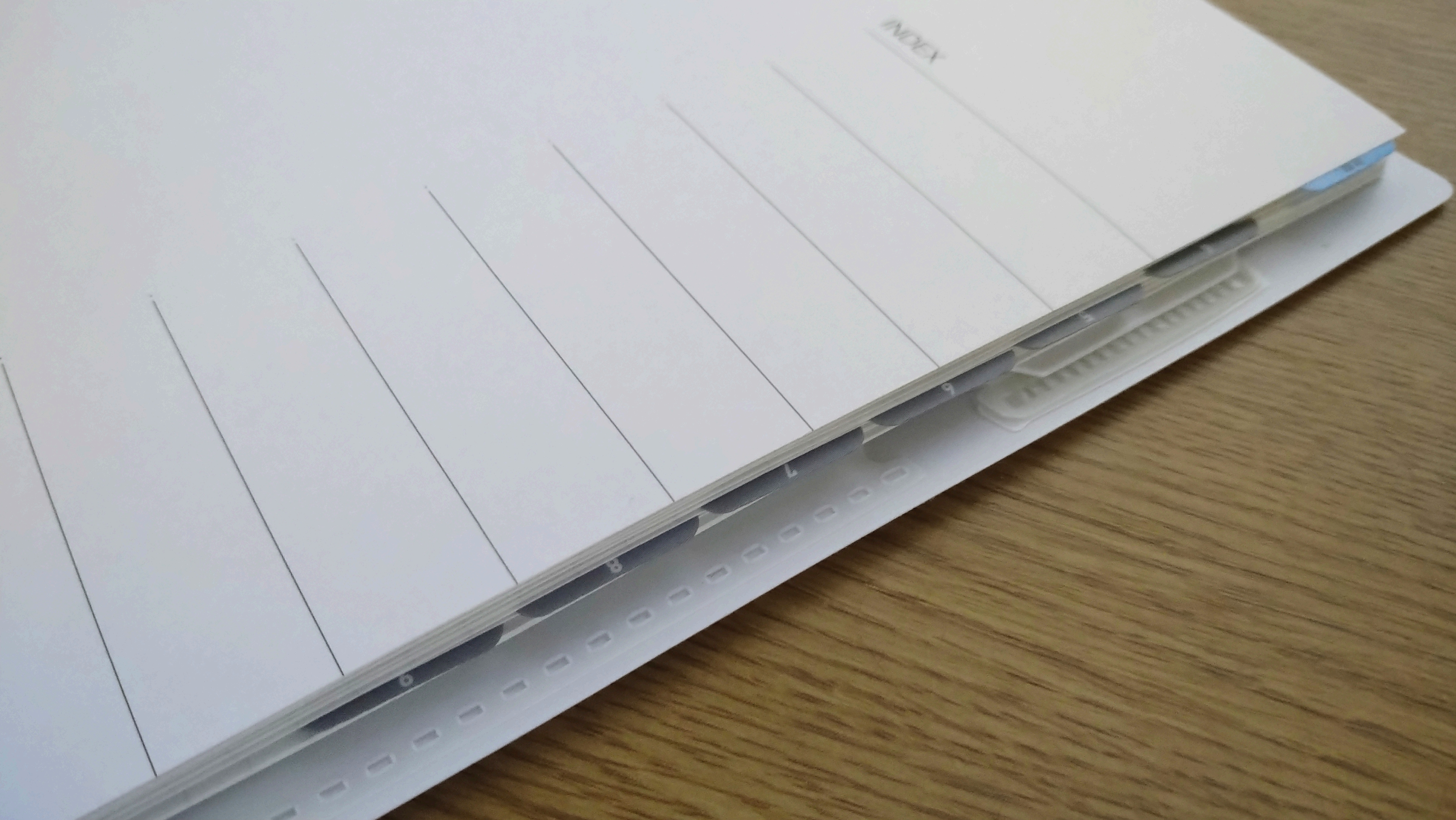 テフレーヌ ビズ と 端から覗くグレーのジブン手帳のインデックス